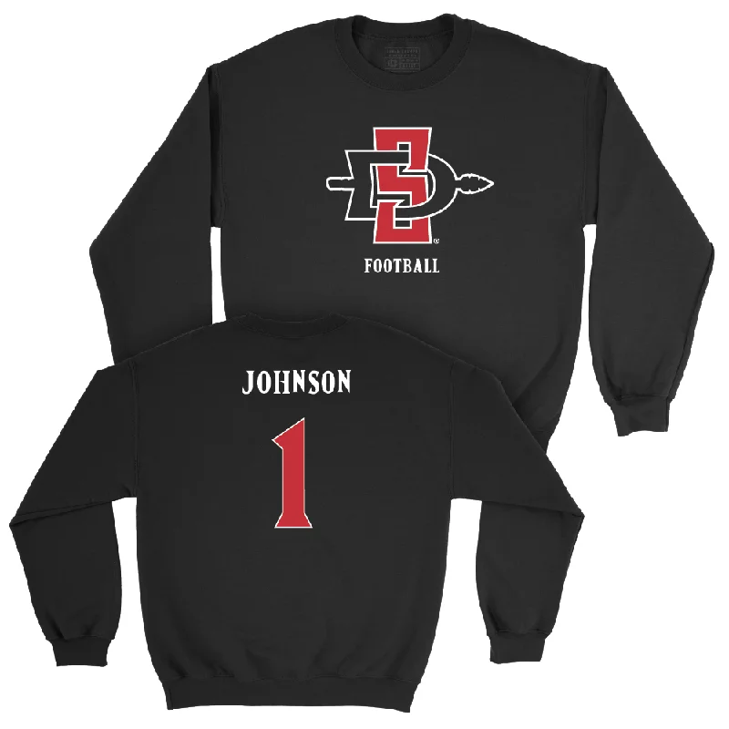 long sleeve fleece-SDSU Football Black Mark Crew - Chris Johnson #1