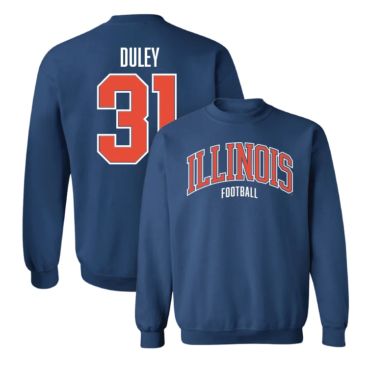 long sleeve sleepwear-Navy Illinois Arch Crew - Declan Duley #31