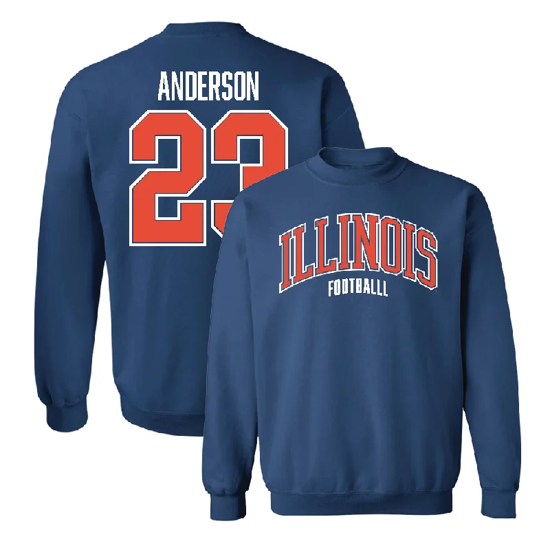 long sleeve hoodie for women-Navy Illinois Arch Crew    - Jordan Anderson