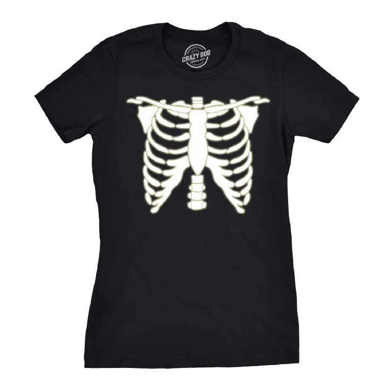 festival T-shirt-Glowing Skeleton Rib Cage Halloween Women's T Shirt