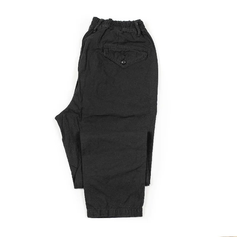 Straight sports pants-Easy chinos in black cotton and linen reverse sateen