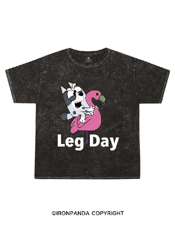 cotton T-shirt-Leg Day Kids Washed T-Shirt