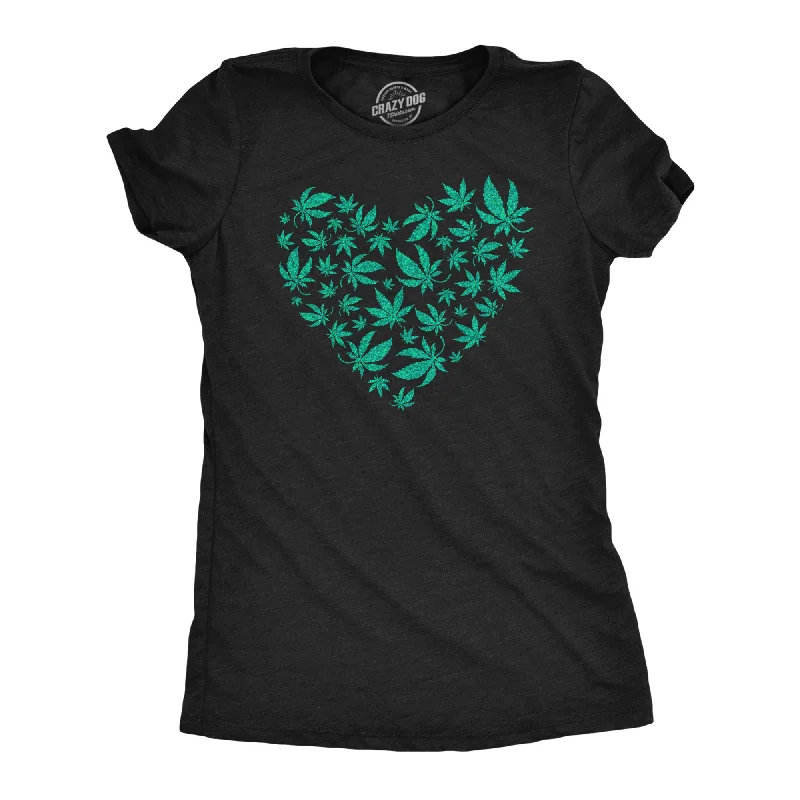 stylish T-shirt-Glitter Heart Made Of Pot Leaves Women's T Shirt