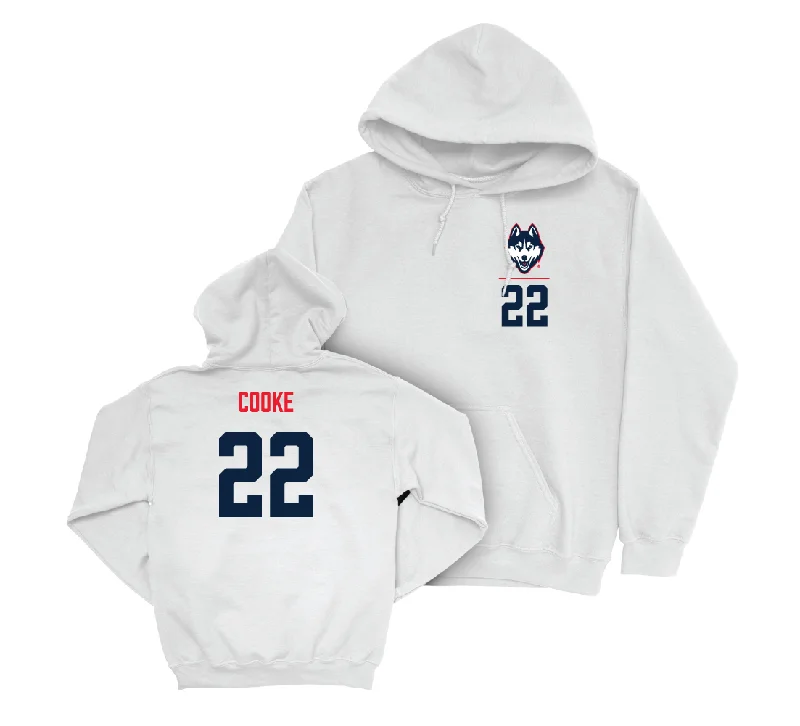 Fall winter hoodie-UConn Baseball Logo White Hoodie - Ian Cooke | #22