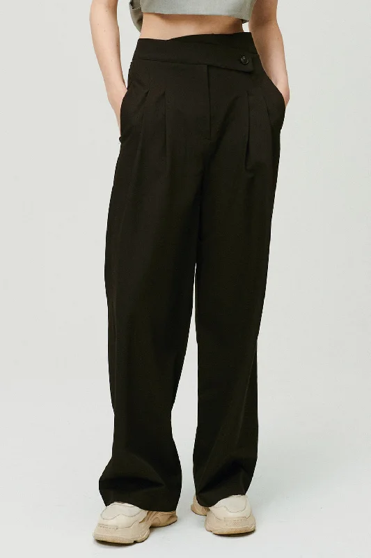 Embroidered pants-Nova Wrap Front Wide Leg Pants