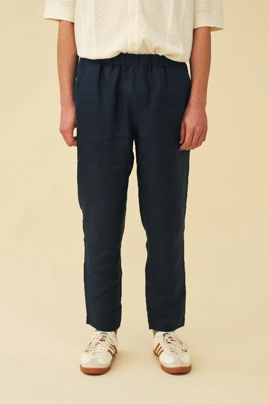 Balloon pants-SEVILLE LINEN TROUSERS - NAVY