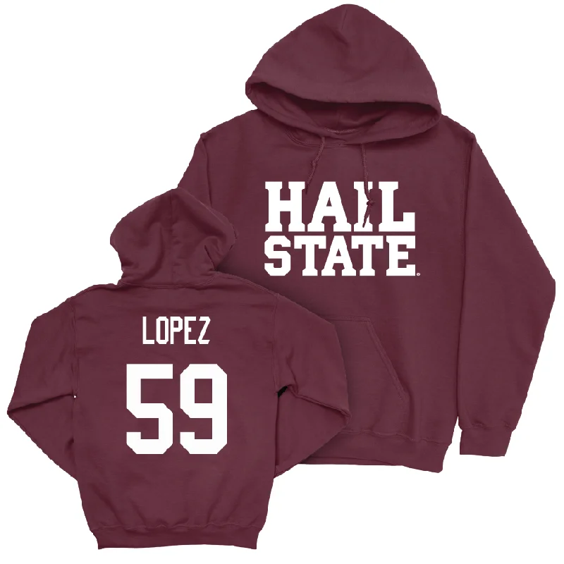 Urban athletic hoodie-Maroon Football Hail Hoodie   - Alex Lopez