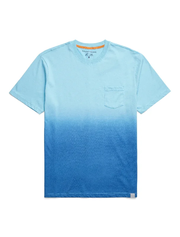 personalized T-shirt-Turquoise Short Sleeve Dip-Dyed T-Shirt