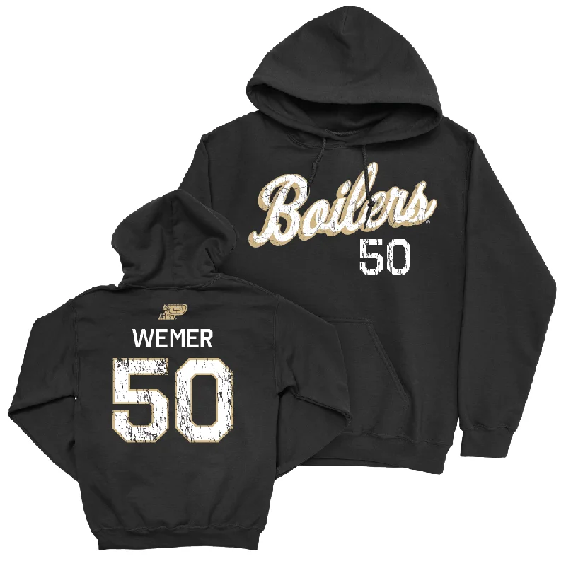 Hooded sweatshirt-Baseball Black Script Hoodie     - Kale Wemer