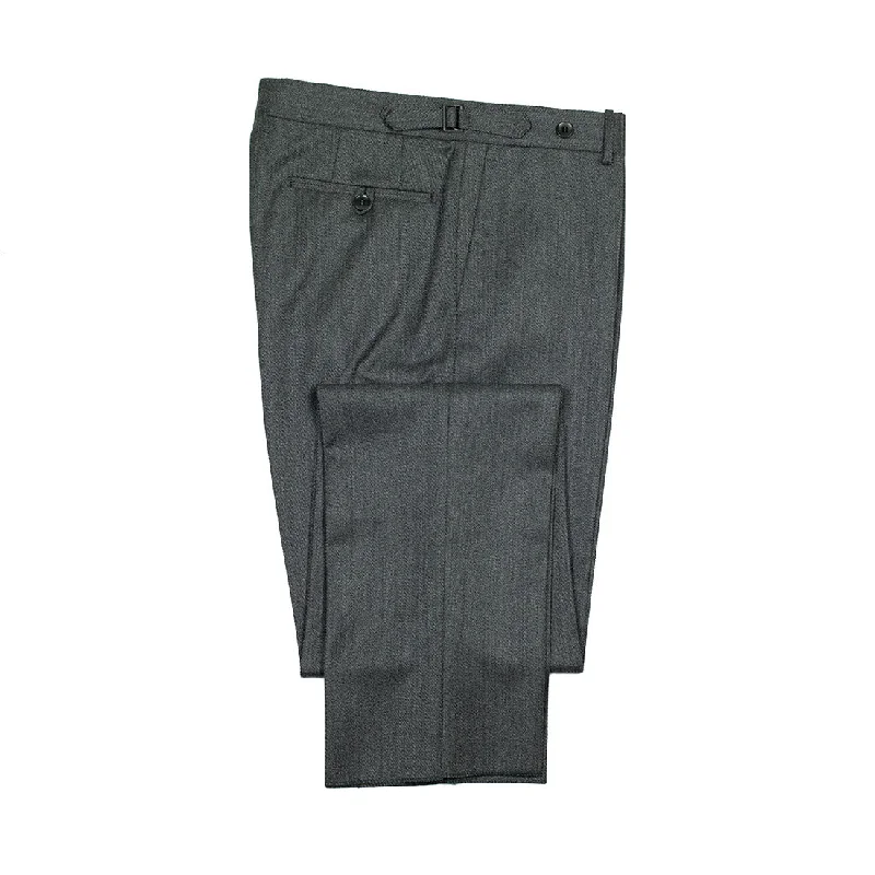 Woven pants-Higher-rise side tab trousers in grey melange cavalry twill wool (restock)