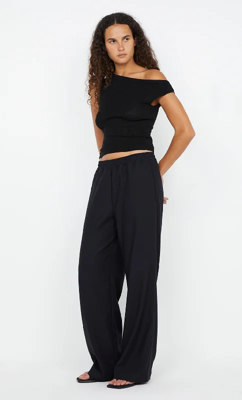 Tapered pants-NINAH DRAWSTRING PANT - BLACK