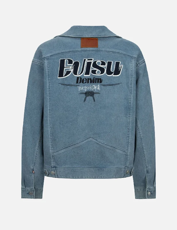 Baseball jacket-Logo Appliqué Fashion Fit Denim Biker Jacket