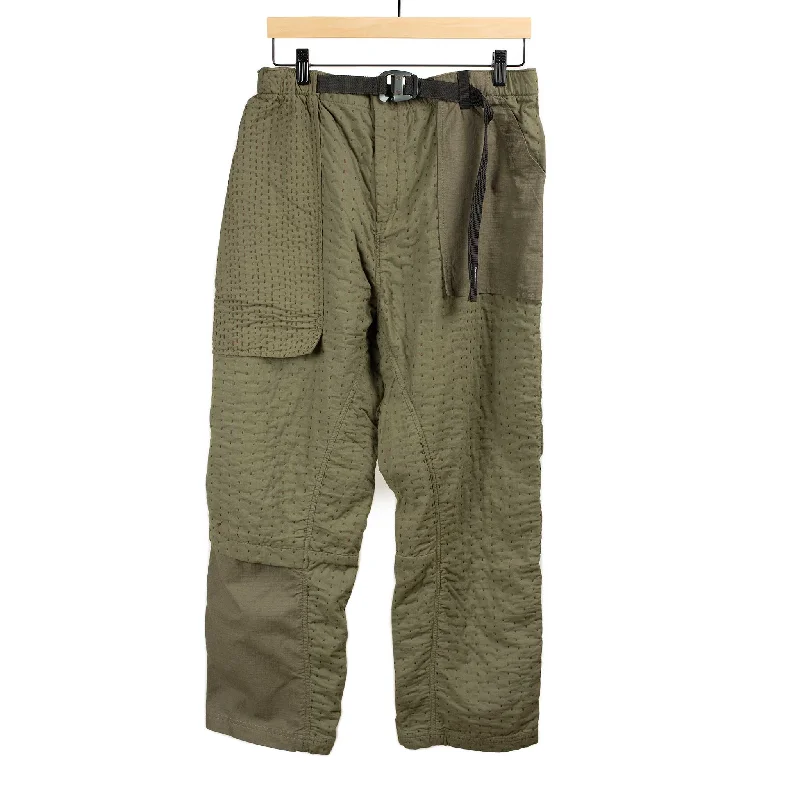 Lightweight pants-Field Pant in Ponderosa Kantha olive hand-quilt and ripstop cotton