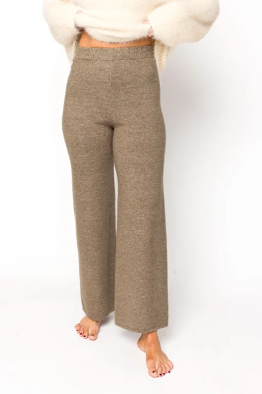 Thermal pants-Owen Straight Leg Knit Pants in Field Grey - Bump Friendly