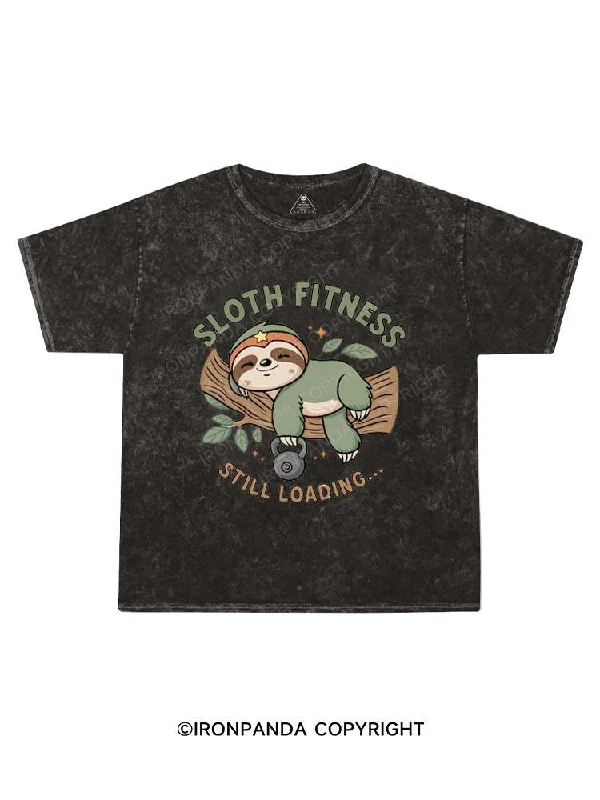 tropical T-shirt-Sloth Workout Kids Washed T-Shirt