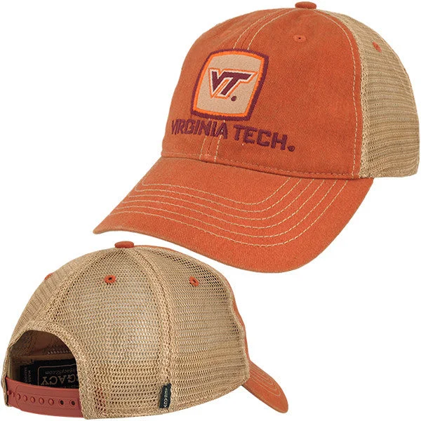 Gray hats-Virginia Tech Old Favorite Patch Trucker Hat: Orange by Legacy