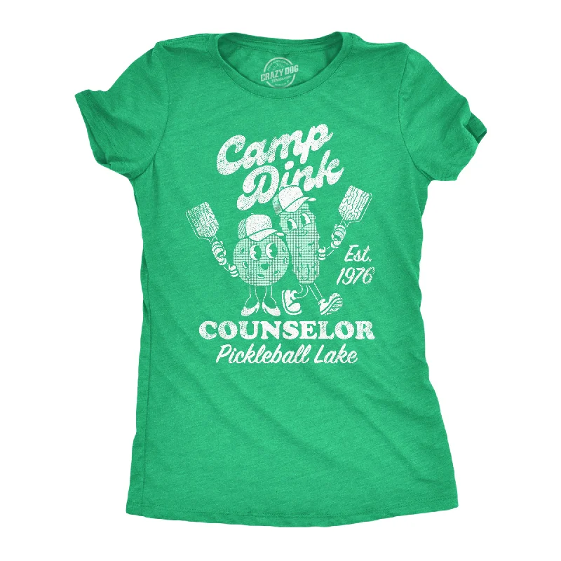 v-neck T-shirt-Camp Dink Counselor Pickleball Lake Women's T Shirt