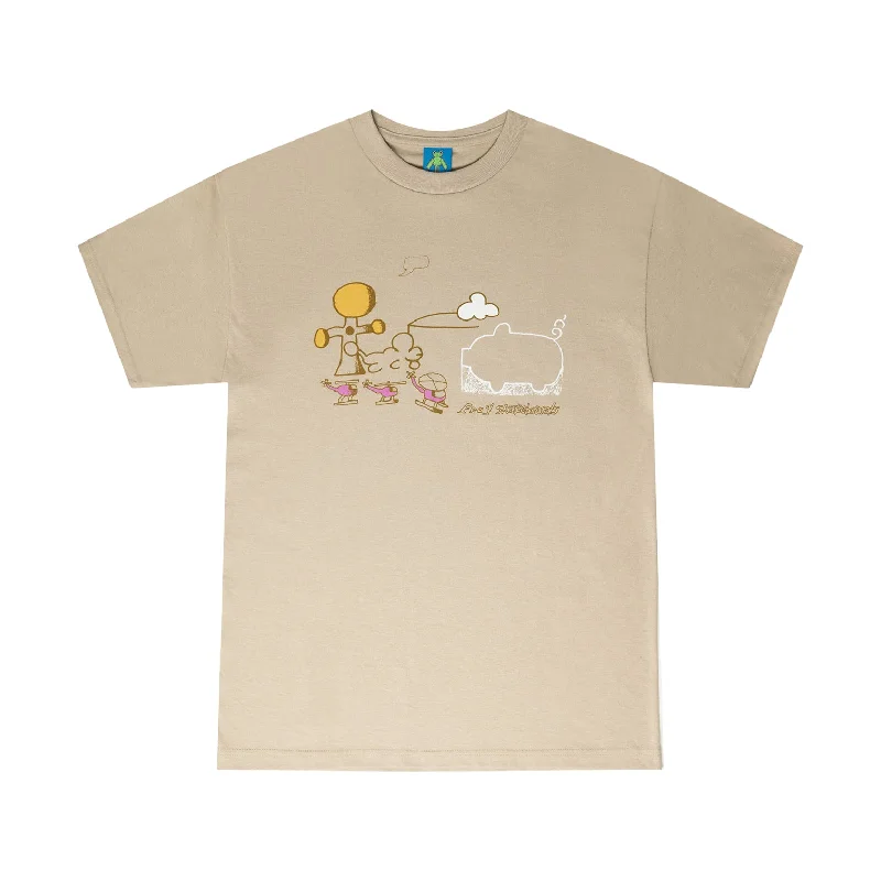 printed graphic T-shirt-Frog Cloud Landed Tee Sand