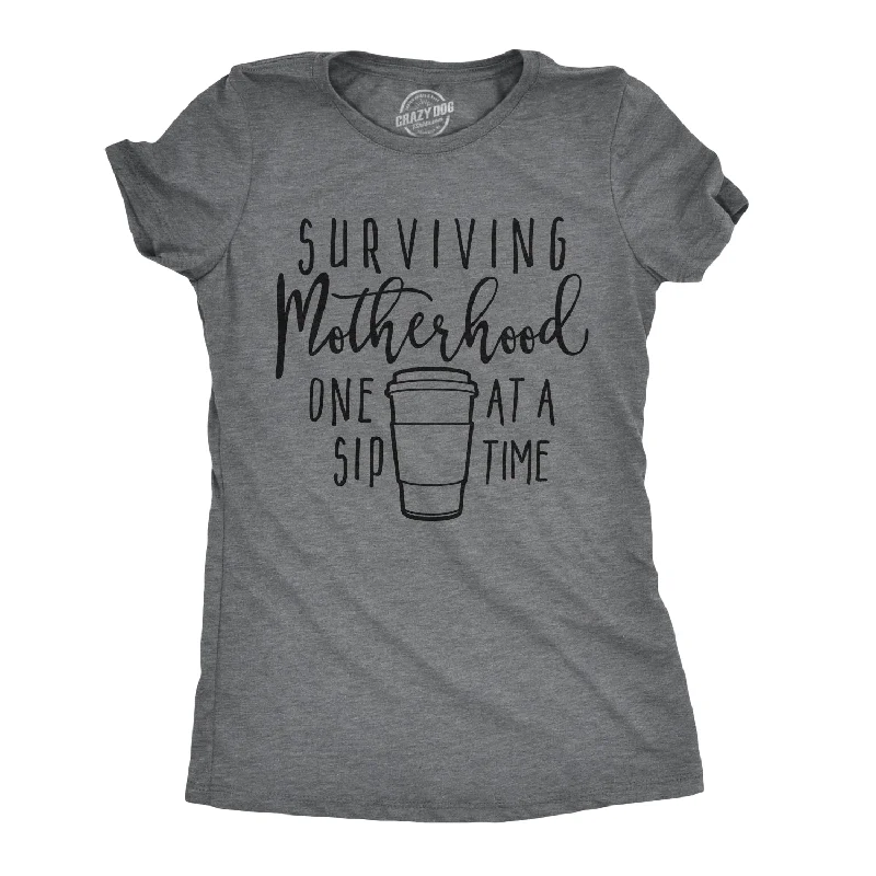 geometric T-shirt-Surviving Motherhood One Sip At A Time Women's T Shirt