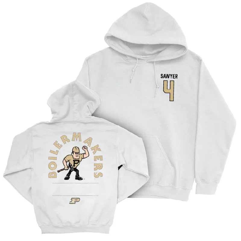 Cold resistant hoodie-Baseball White Mascot Hoodie     - Barron Sawyer