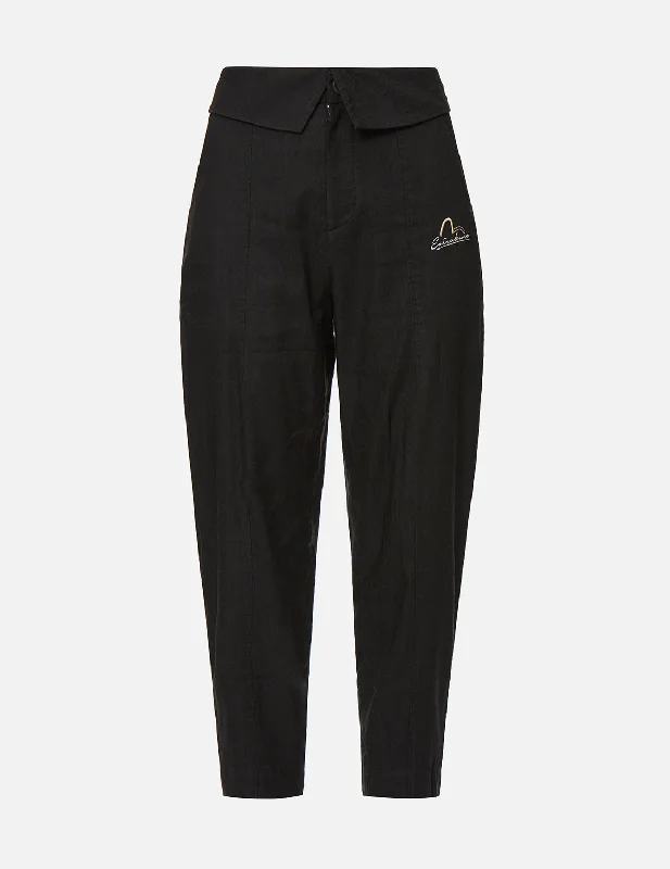 Striped pants-Logo Embroidery Tapered Pants