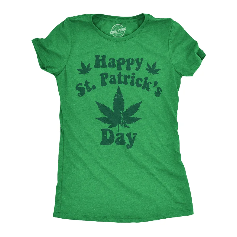 cool slogan T-shirt-Happy Saint Patricks Day Weed Women's T Shirt