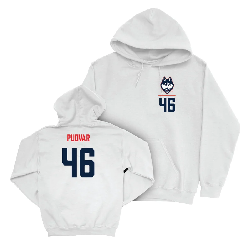 Relaxed fit hoodie-UConn Baseball Logo White Hoodie  - Oliver Pudvar