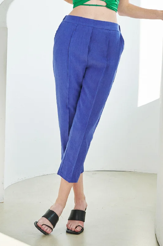 Breathable pants-Elinor Linen Straight-Leg Pants