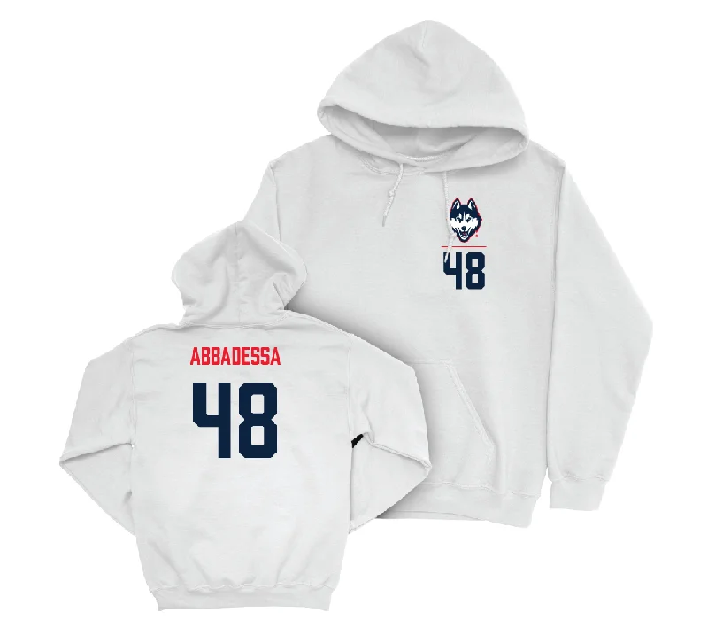 Soft fabric hoodie-UConn Baseball Logo White Hoodie - Jude Abbadessa | #48