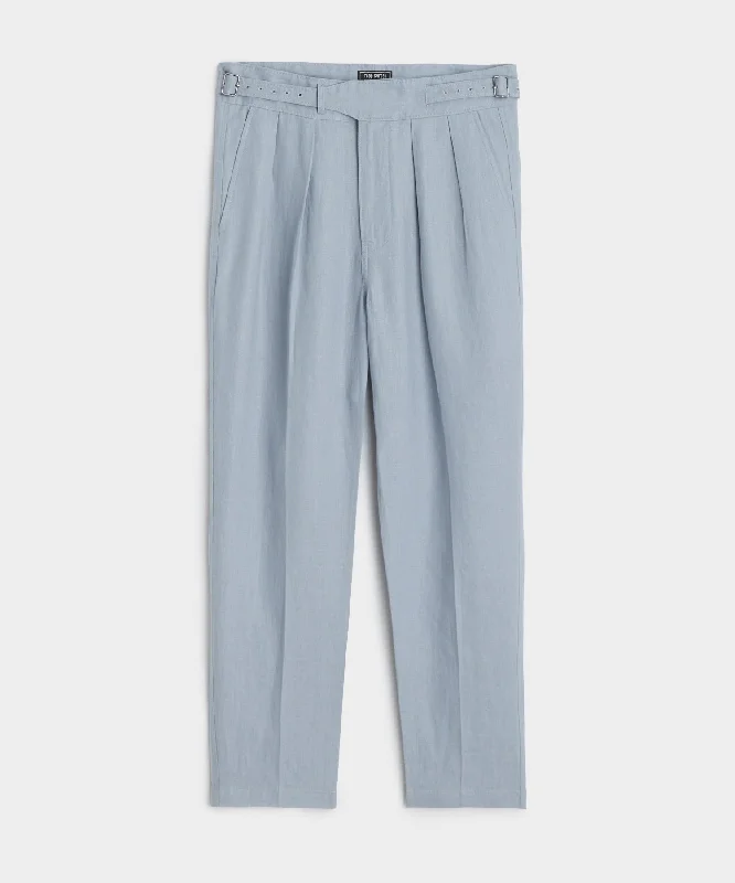 Balloon pants-Irish Linen Gurkha Trouser in Steel Blue