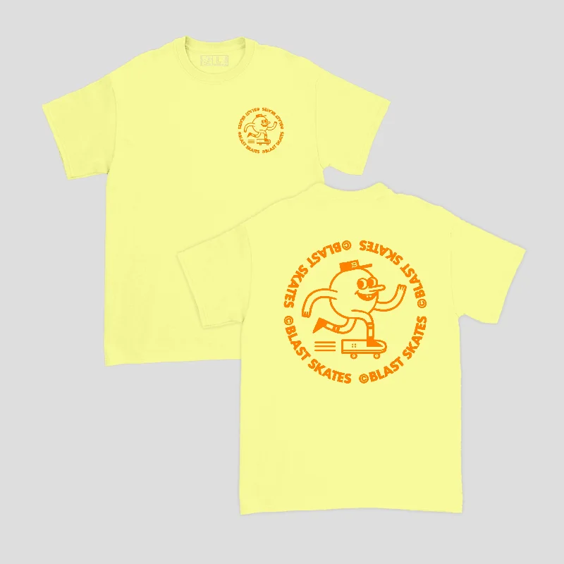 designer T-shirt-ORANGE ROUND LOGO - SOFT YELLOW T-SHIRT