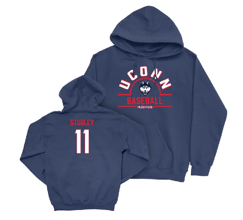 Heavyweight hoodie-UConn Baseball Arch Navy Hoodie - Jake Studley | #11