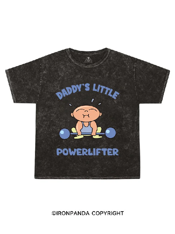 summer T-shirt-Daddys Little Powerlifter Kids Washed T-Shirt