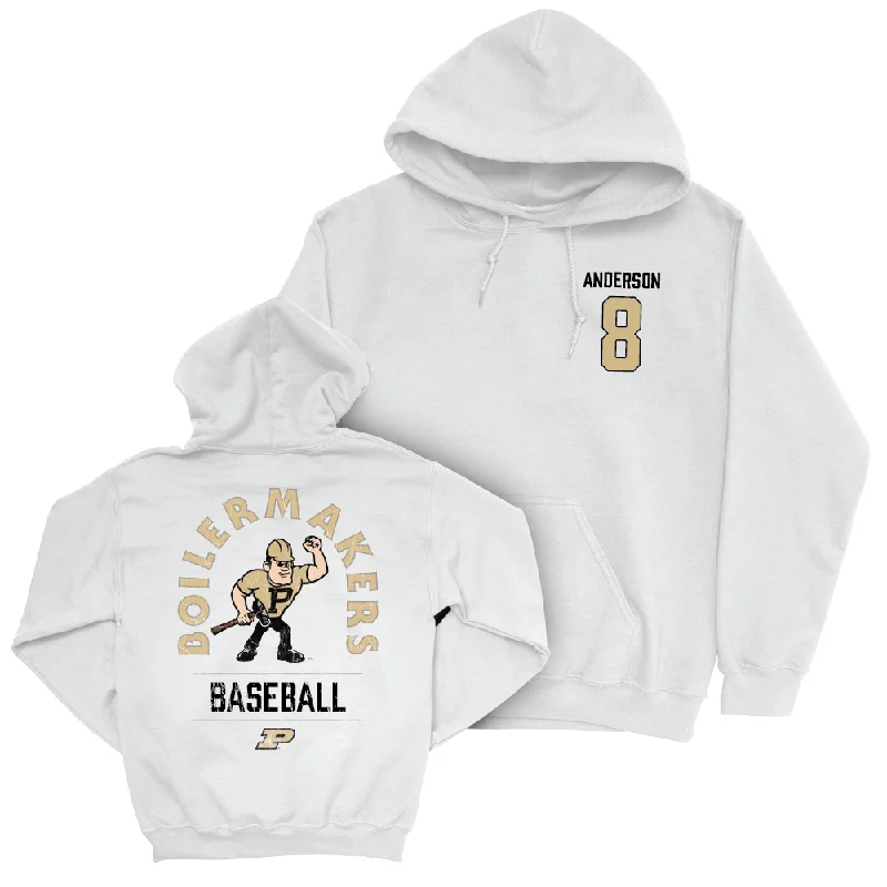 Fall winter hoodie-Baseball White Mascot Hoodie     - Brandon Anderson