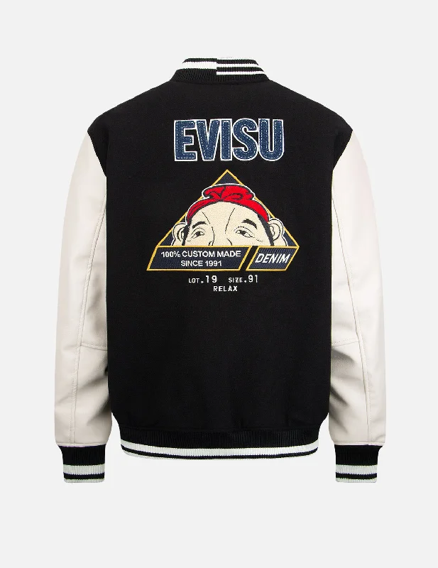 Classic denim jacket-“Hide-and-Seek” Godhead Appliqué Baseball Jacket