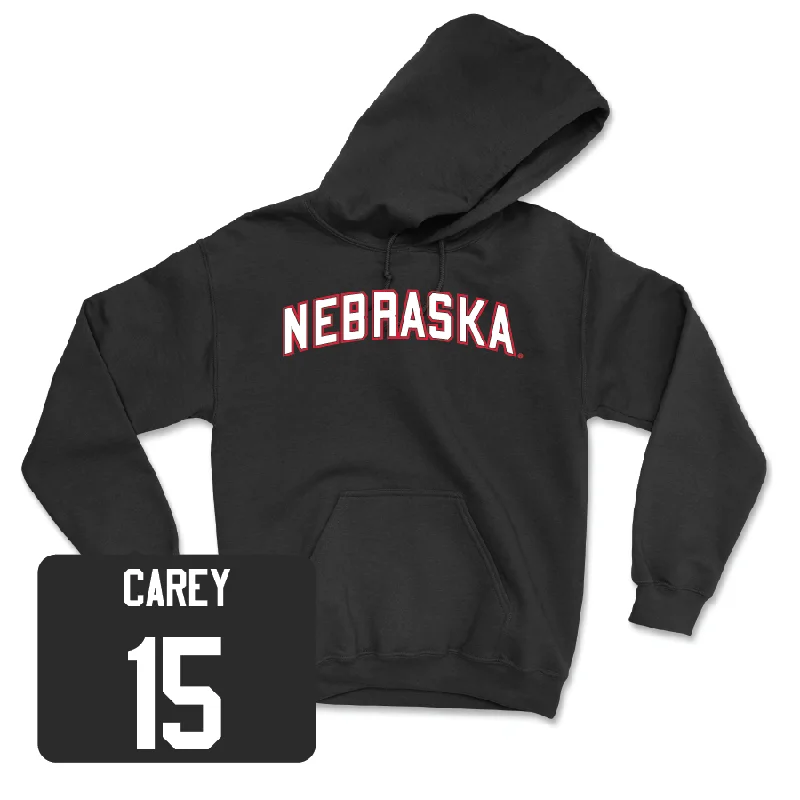 Sporty casual hoodie-Baseball Black Nebraska Hoodie - Dylan Carey