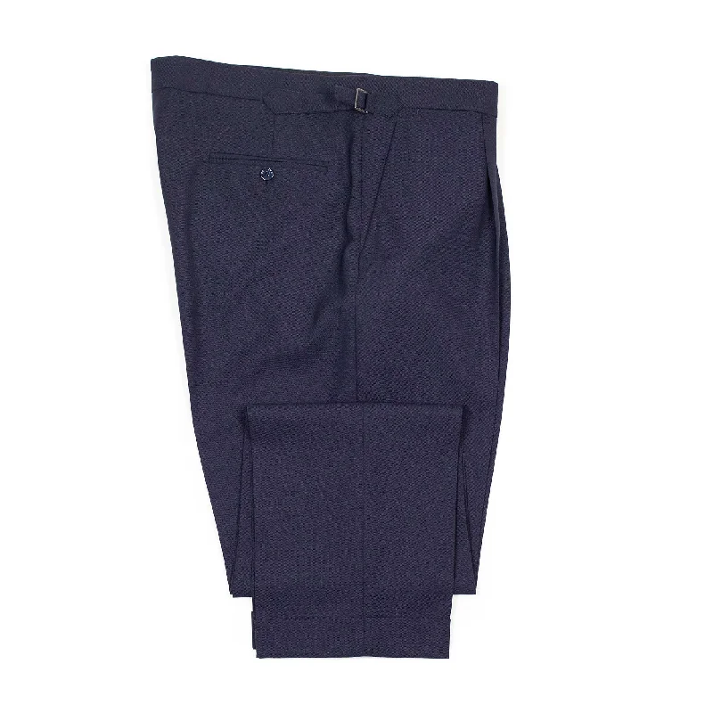 Khaki pants-x Sartoria Carrara: pleated trousers  in navy Ascot 4-ply wool (separates)