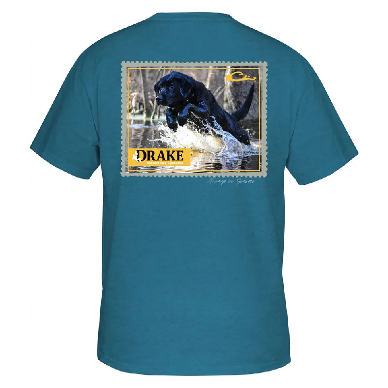 minimalistic T-shirt-Drake Launch Dog T-Shirt- Blue Steel Heather