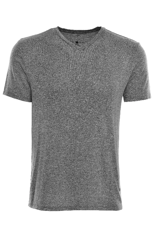 retro print T-shirt-Grey Light Flame Knit V-Neck T-Shirt