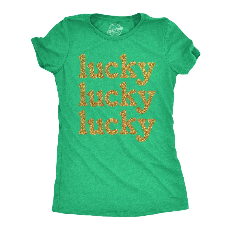 eco-friendly T-shirt-Lucky Lucky Lucky Orange Glitter Women's T Shirt