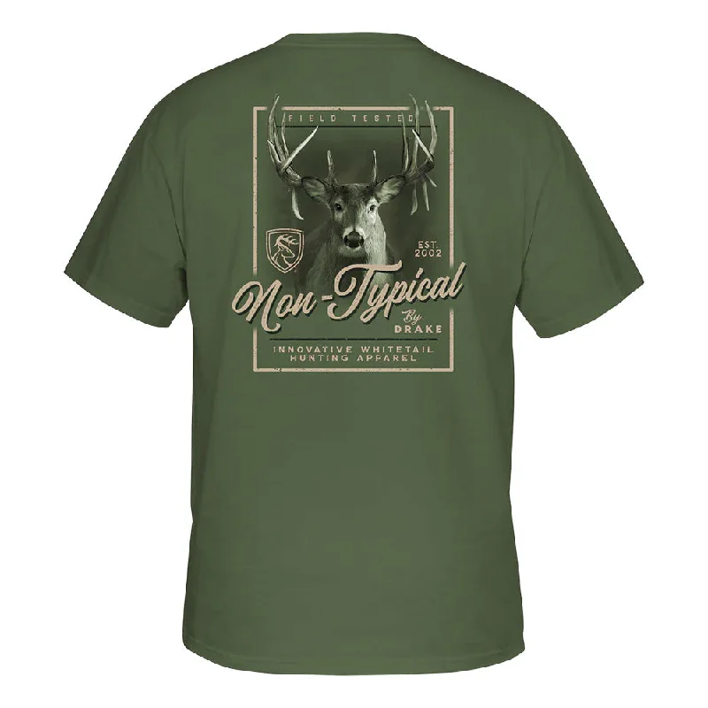 printed graphic T-shirt-Non-Typical by Drake Eye to Eye Deer T-Shirt- Deep Lichen