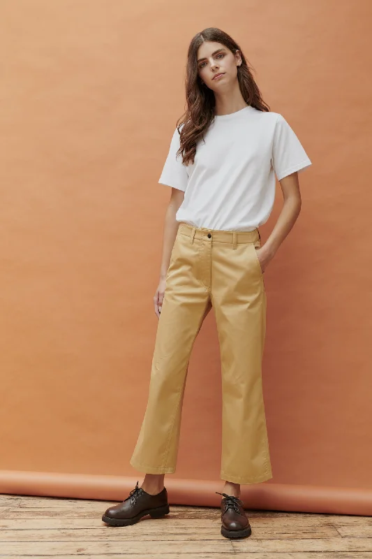 High-stretch slim pants-Women's Cropped Work Trousers - Beige