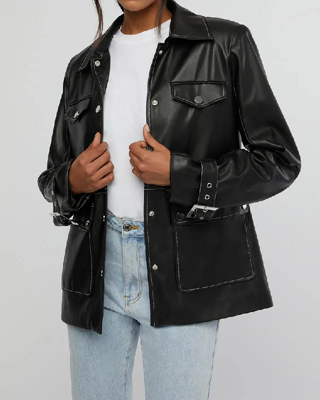 Leather jacket-Vegan Leather Western Jacket