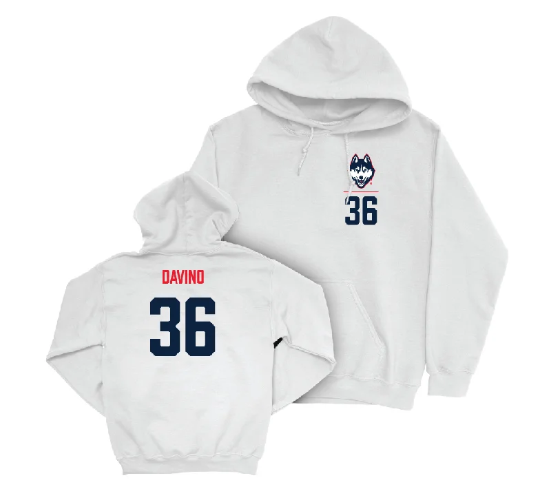 Lightweight hoodie-UConn Baseball Logo White Hoodie - Brett Davino | #36