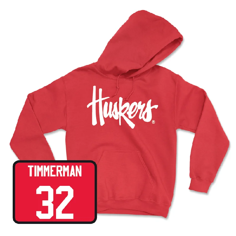 High street hoodie-Red Baseball Huskers Hoodie - Tucker Timmerman