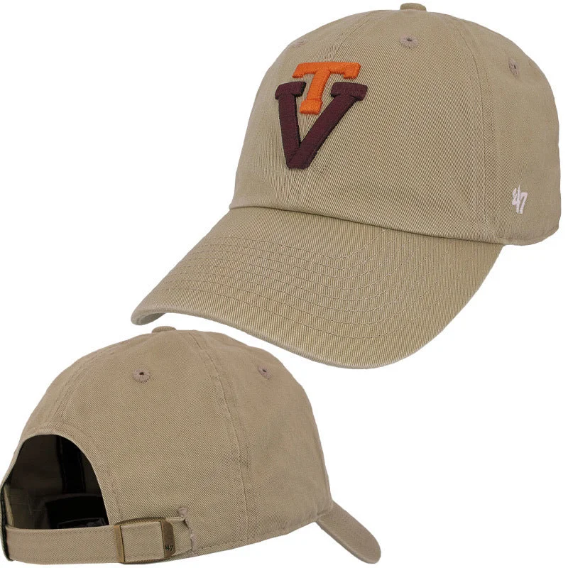 Hat styles-Virginia Tech Retro Logo Hat: Khaki by 47 Brand