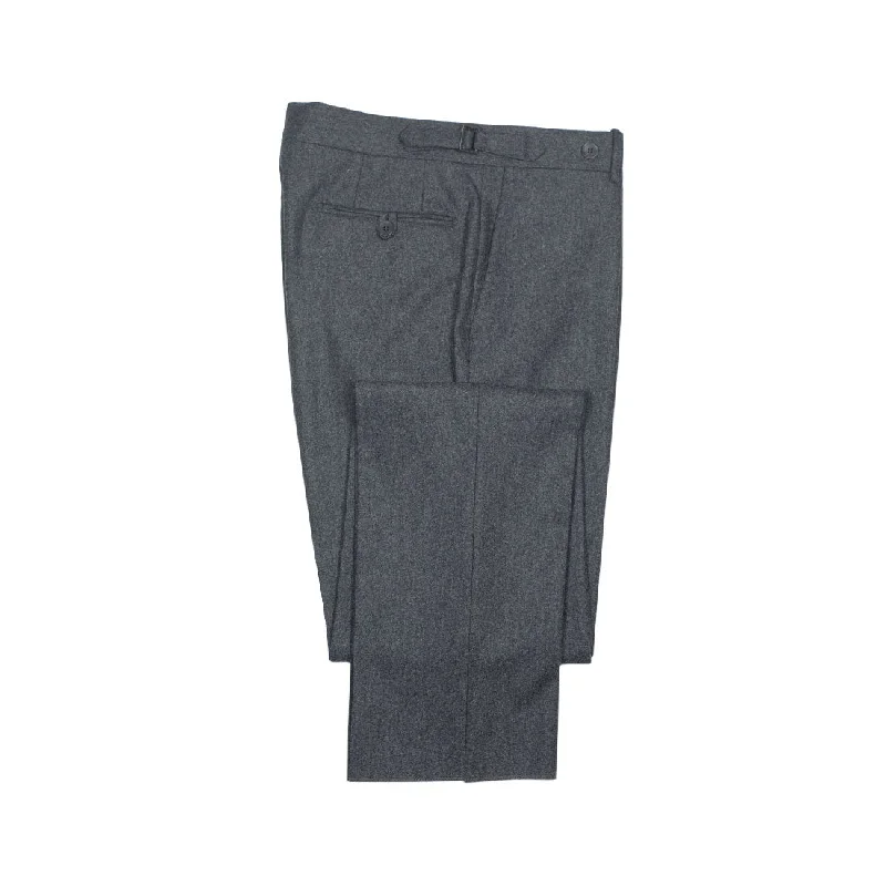 Stretch pants-Higher-rise side tab trousers in mid grey wool flannel (restock)