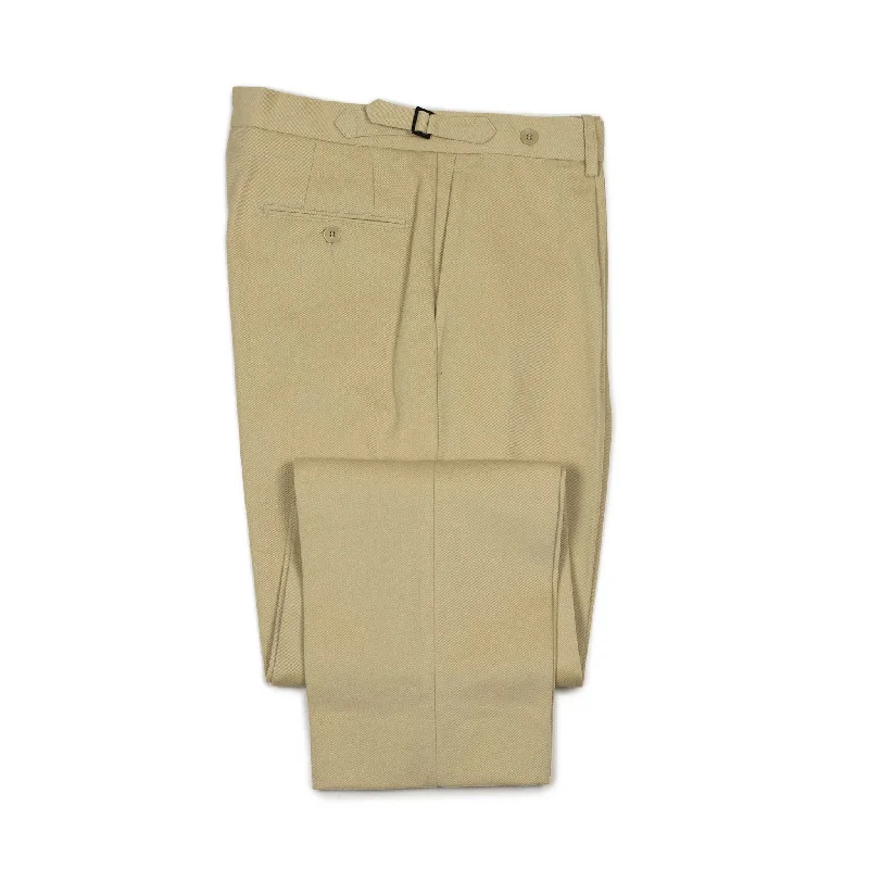 Sports pants-Westside side-tab pleated high-rise wider fit tapered trousers in beige heavy cotton twill