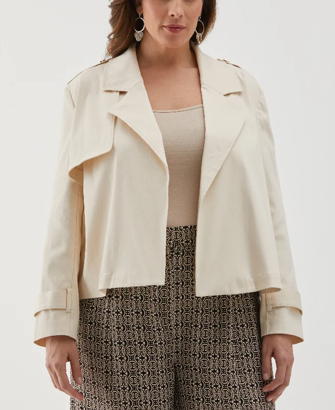 Retro style jacket-Plus Size Crop Trench Jacket