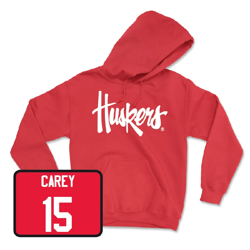 Street style hoodie-Red Baseball Huskers Hoodie - Dylan Carey